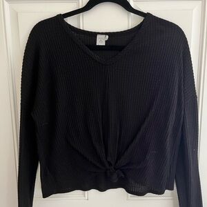 Paper Crane Black Knotted V-Neck Sweatshirt